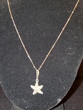 CHARLES WINSTON CW 925 STARFISH &  18" ITALIAN BEADED CHAIN SOLID AS-IS READ